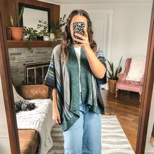 CABI | Women's XS/S Blue Windchill Wrap Cozy Knit Cape Poncho Blanket Sweater